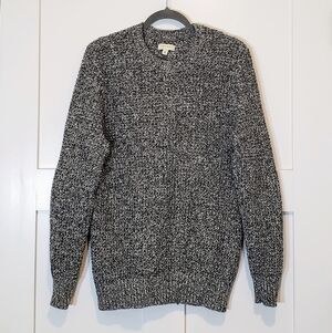 Sonoma Marled Crewneck Sweater Pullover Black White Knit Patch Elbows Sz Medium